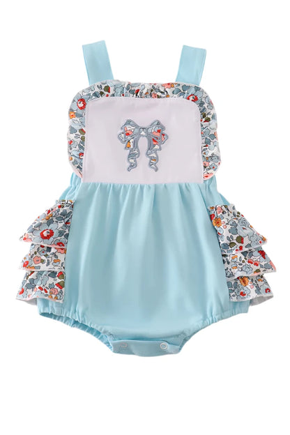 BLUE FLORAL BOW RUFFLE BUBBLE
