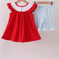 RED FARM SMOCKED GINGHAM RUFFLE SHORTS SET