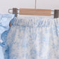 BLUE WHALE APPLIQUE RUFFLE SHORTS SET