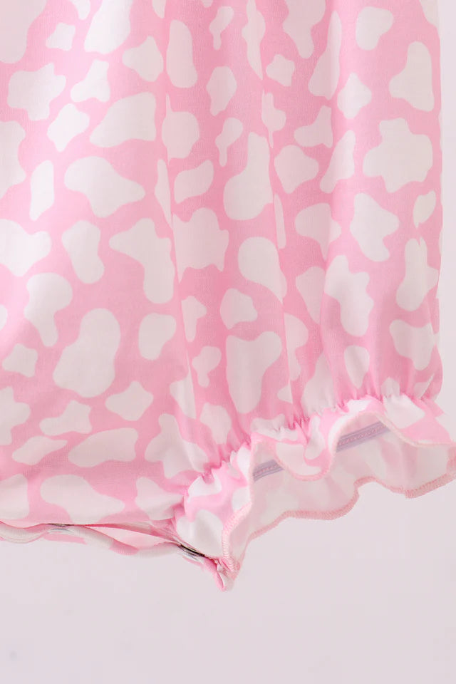 PINK CHARACTER EMBROIDERY RUFFLE BUBBLE