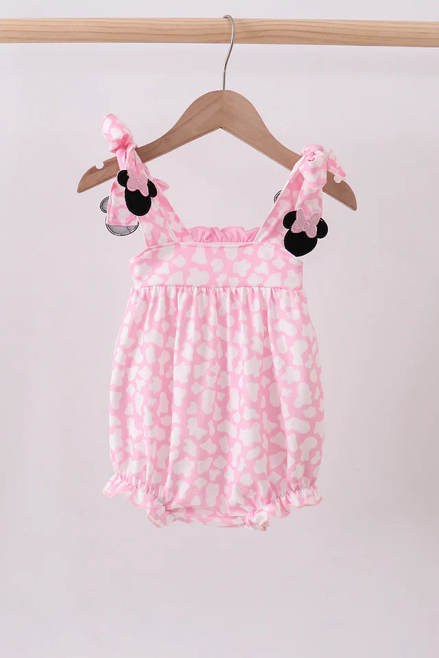PINK CHARACTER EMBROIDERY RUFFLE BUBBLE