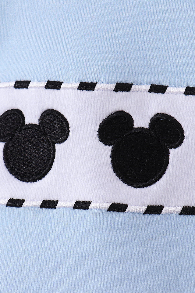 BLUE CHARACTER EMBROIDERY SHORTS SET