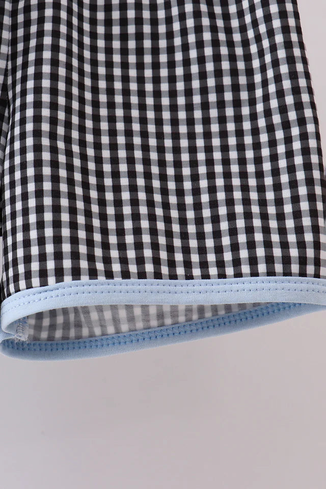 BLUE CHARACTER EMBROIDERY SHORTS SET