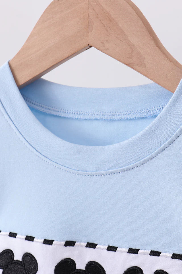 BLUE CHARACTER EMBROIDERY SHORTS SET