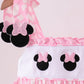 PINK CHARACTER EMBROIDERY RUFFLE SHORTS SET