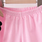 PINK CHARACTER EMBROIDERY RUFFLE SHORTS SET