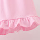 PINK CHARACTER EMBROIDERY RUFFLE SHORTS SET
