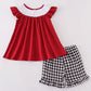 MAROON ALABAMA ROLL TIDE EMBROIDERY SMOCKED SHORTS SET