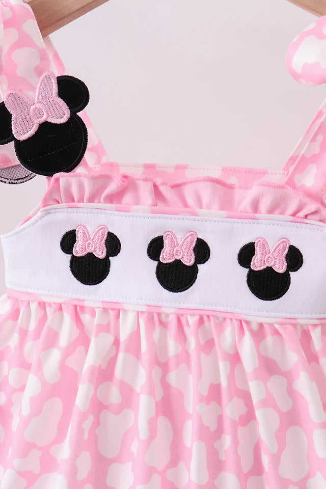 PINK CHARACTER EMBROIDERY RUFFLE BLOOMER SET