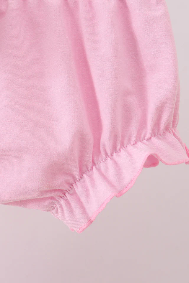 PINK CHARACTER EMBROIDERY RUFFLE BLOOMER SET