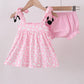 PINK CHARACTER EMBROIDERY RUFFLE BLOOMER SET
