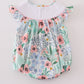 FLORAL FLAMINGO EMBROIDERY SMOCKED BUBBLE