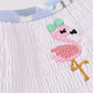 FLORAL FLAMINGO EMBROIDERY SMOCKED BUBBLE
