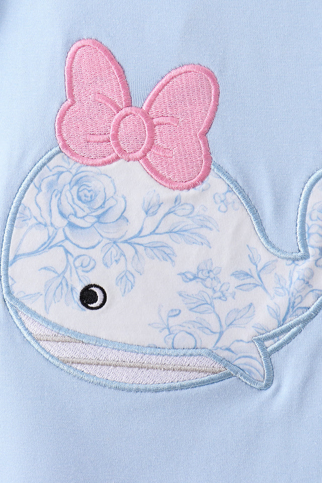 BLUE WHALE APPLIQUE RUFFLE BLOOMER SET