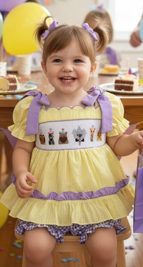 Handsmocked Party Animal Short Set