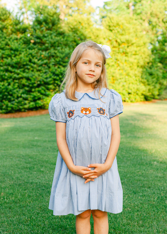 Navy/Orange Smocked Dress. Auburn tigers