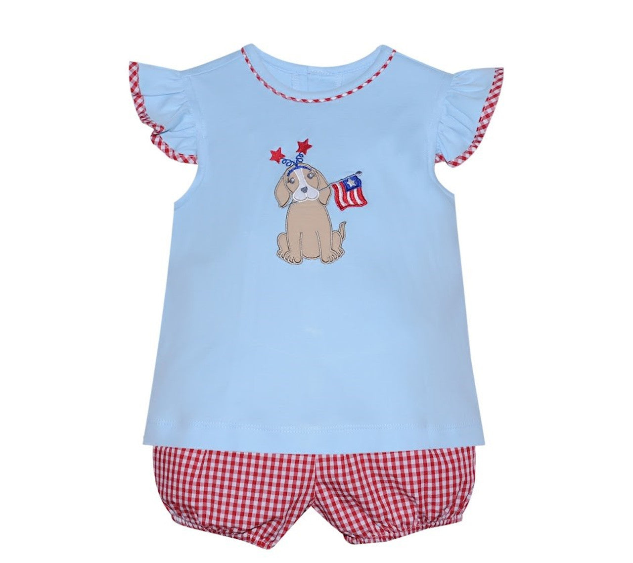 Girl Bloomer Set-Patriotic Dog-Applique