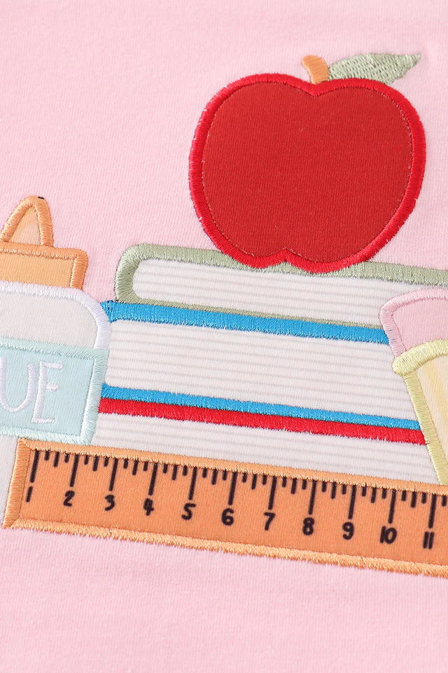 PINK APPLE APPLIQUE RUFFLE SET