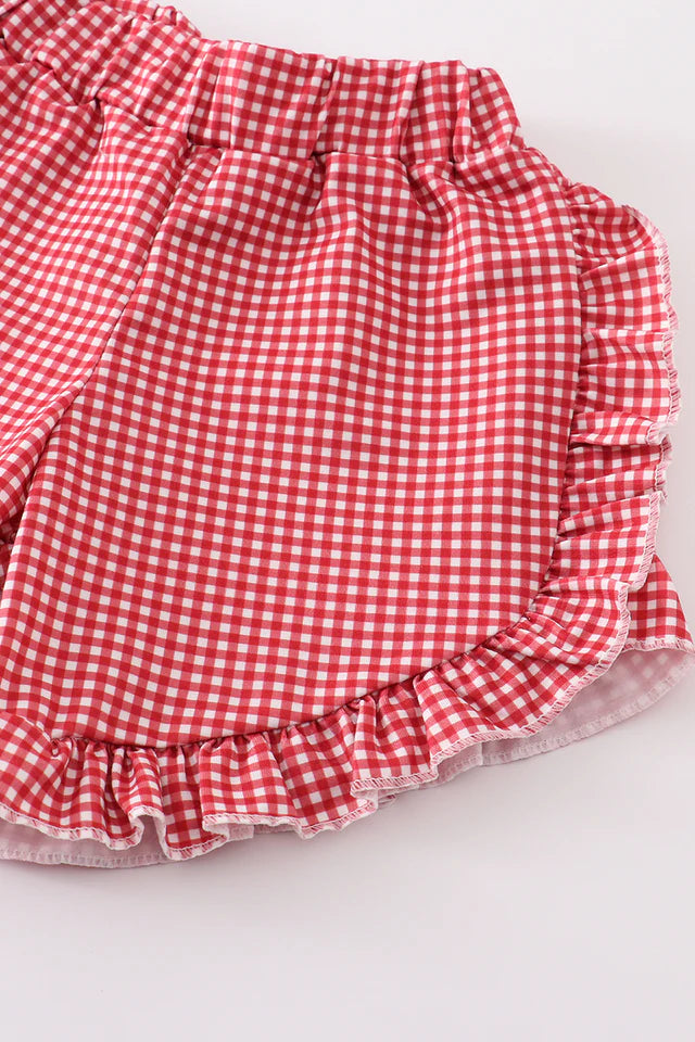 PINK APPLE APPLIQUE RUFFLE SET