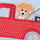 BLUE FISHING PUPPY APPLIQUE BOY BUBBLE