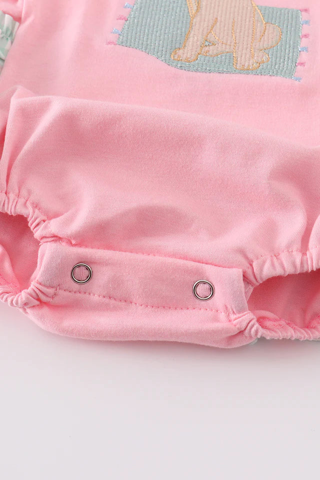 PINK BEACH PUPPY EMBROIDERY GIRL BUBBLE