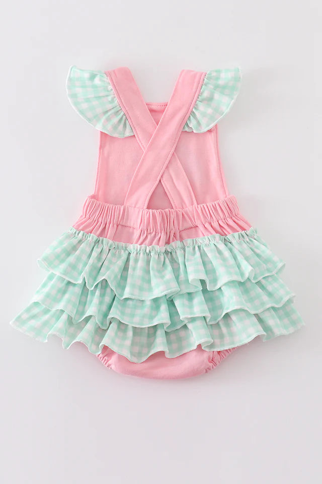 PINK BEACH PUPPY EMBROIDERY GIRL BUBBLE