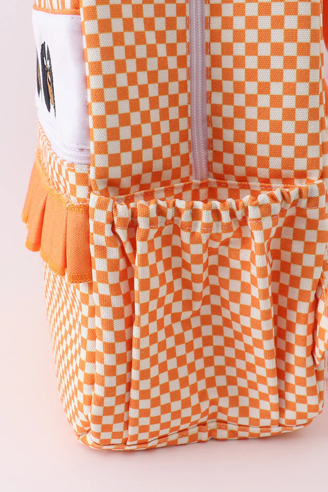ORANGE TENNESSEE EMBROIDERY CHECKERED RUFFLE BACKPACK