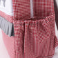 RED ALABAMA EMBROIDERY GINGHAM RUFFLE BACKPACK