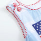Light Blue Gingham American Flag Romper