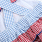 Light Blue and Red Gingham USA Flag Ruffle Romper