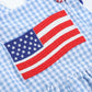 Light Blue and Red Gingham USA Flag Ruffle Romper