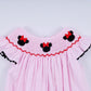 RED CHARACTER HAND SMOCKED PLAID RUFFLE BUBBLE