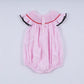 RED CHARACTER HAND SMOCKED PLAID RUFFLE BUBBLE