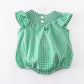 St. Patrick's Day Shamrock Embroidery Smocked Sleeveless Bubble
