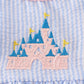 BLUE STRIPE SEERSUCKER CASTLE EMBROIDERY BLOOMER SET