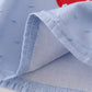BLUE SWISS DOT BUS APPLE APPLIQUE DRESS
