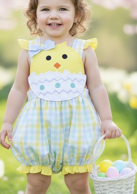 Appliqued girl bubble duck with  ruffle