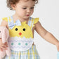 Appliqued girl bubble duck with  ruffle