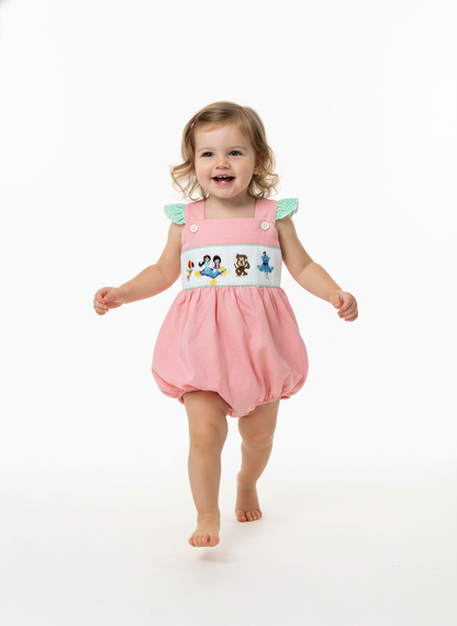 Handsmocked Magic Carpet bubble dress with ruffle back