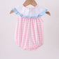 PINK PRINCESS SMOCKED GINGHAM RUFFLE BUBBLE