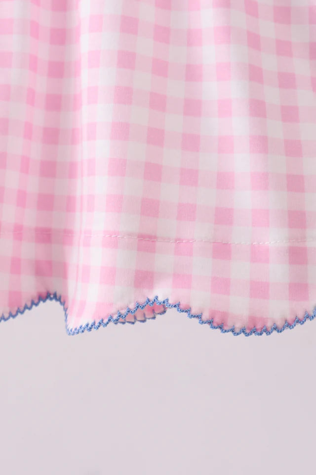 PINK PRINCESS SMOCKED GINGHAM RUFFLE BLOOMER SET