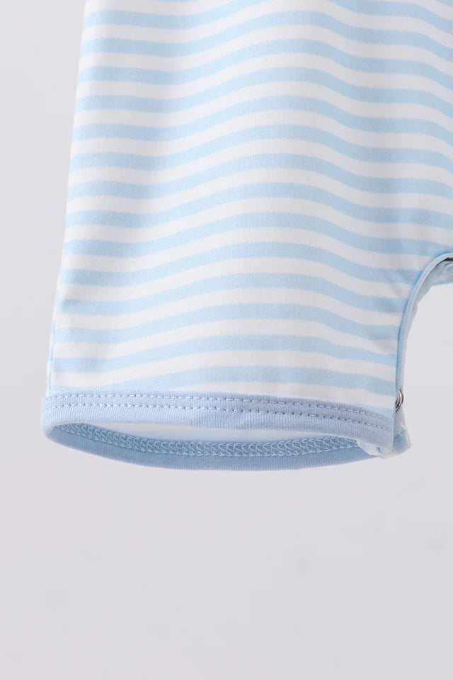 BLUE THIS IS MY HAPPY PLACE EMBROIDERY STRIPE ROMPER