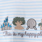 BLUE THIS IS MY HAPPY PLACE EMBROIDERY STRIPE ROMPER