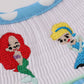 BLUE DOT PRINCESS EMBROIDERY SMOCKED BLOOMER SET