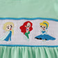 BLUE DOT PRINCESS  EMBROIDERY SMOCKED SHORTS SET