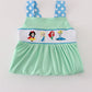 BLUE DOT PRINCESS  EMBROIDERY SMOCKED SHORTS SET