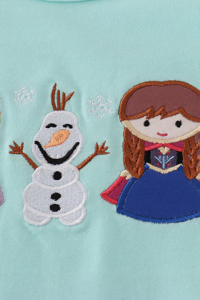 BLUE CHARACTER APPLIQUE SHORTS SET-Frozen