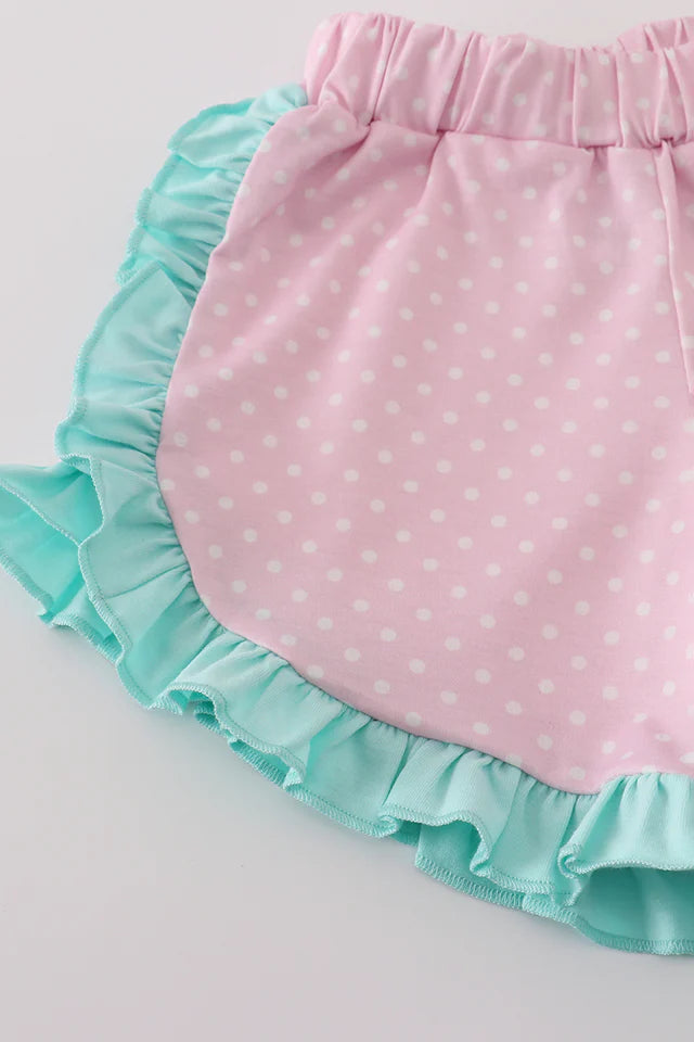 BLUE CHARACTER APPLIQUE SHORTS SET-Frozen