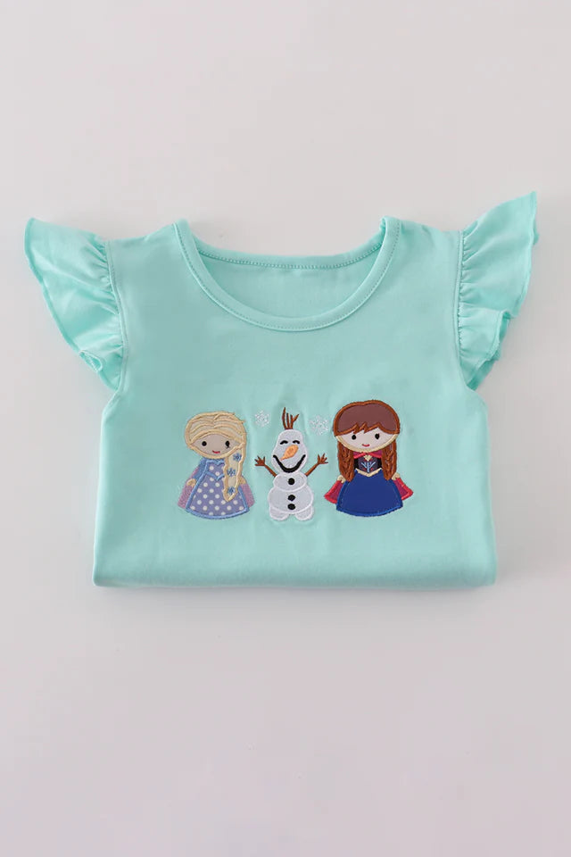 BLUE CHARACTER APPLIQUE SHORTS SET-Frozen