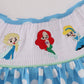 BLUE DOT CHARACTER EMBROIDERY SMOCKED DRESS